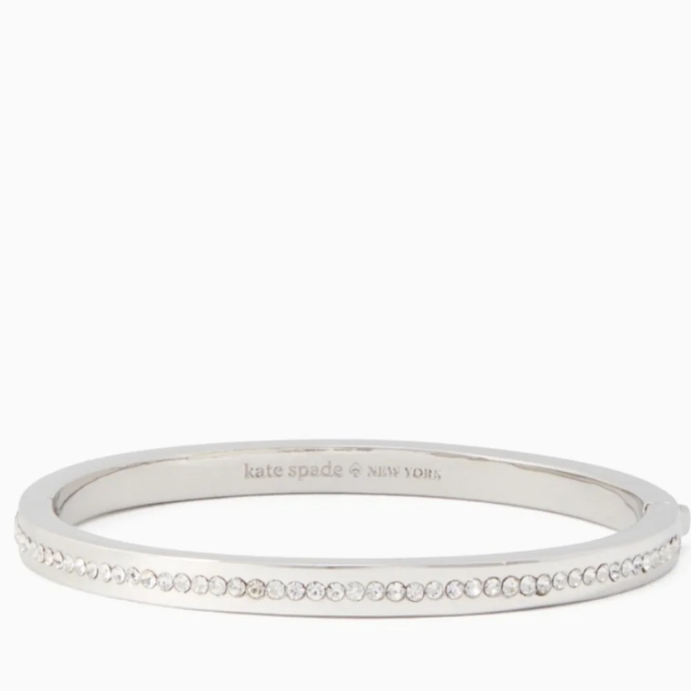 ❤️NEW w/TAG❤️ KATE SPADE SILVER PAVED SWAROVSKI CRYSTAL BANGLE BRACELET - Picture 2 of 14